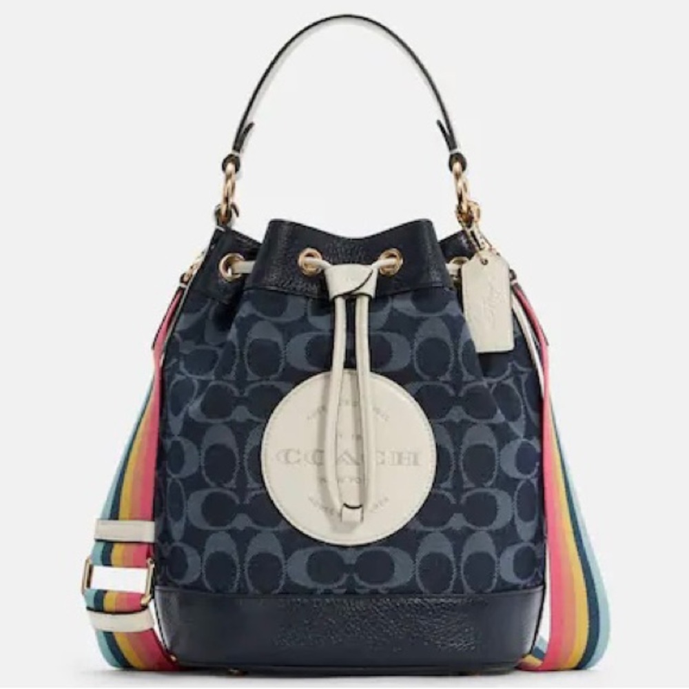 Dempsey Drawstring Bucket Bag In Signature Denim